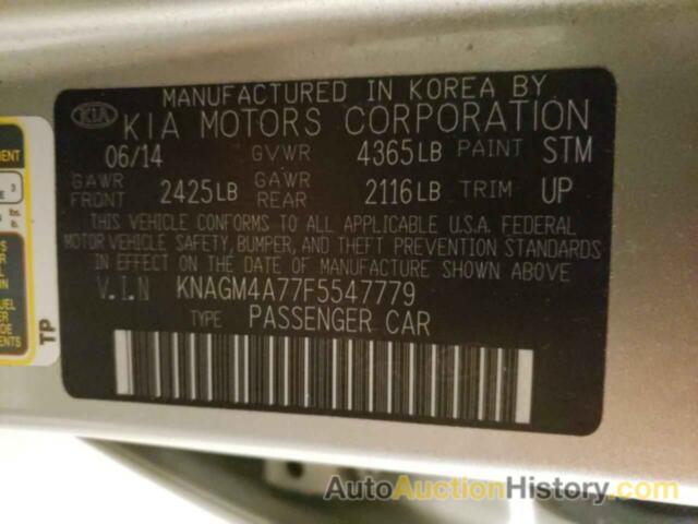 KIA OPTIMA LX, KNAGM4A77F5547779