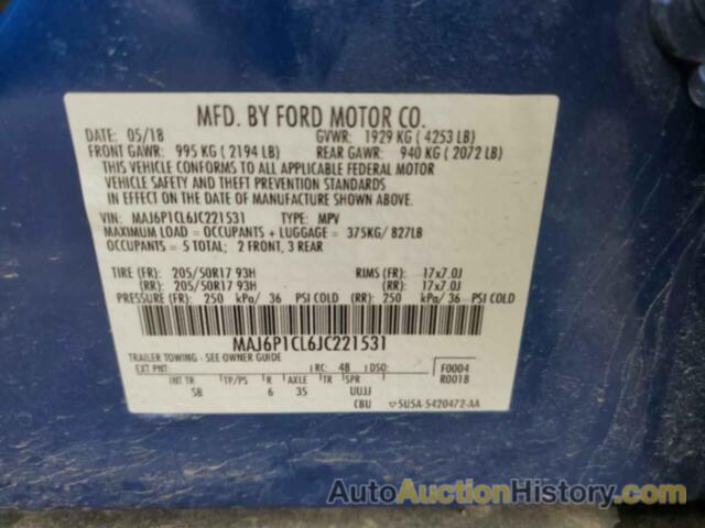 FORD ECOSPORT SES, MAJ6P1CL6JC221531