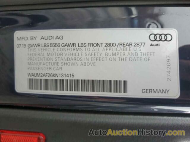 AUDI A6 PRESTIGE, WAUM2AF26KN131415