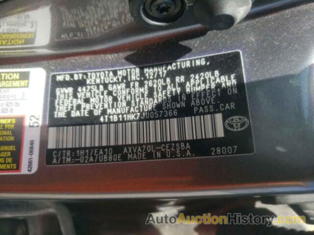 TOYOTA CAMRY L, 4T1B11HK7JU057366