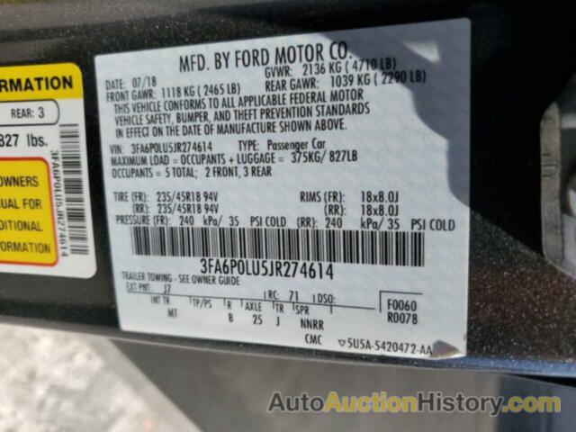 FORD FUSION SE HYBRID, 3FA6P0LU5JR274614