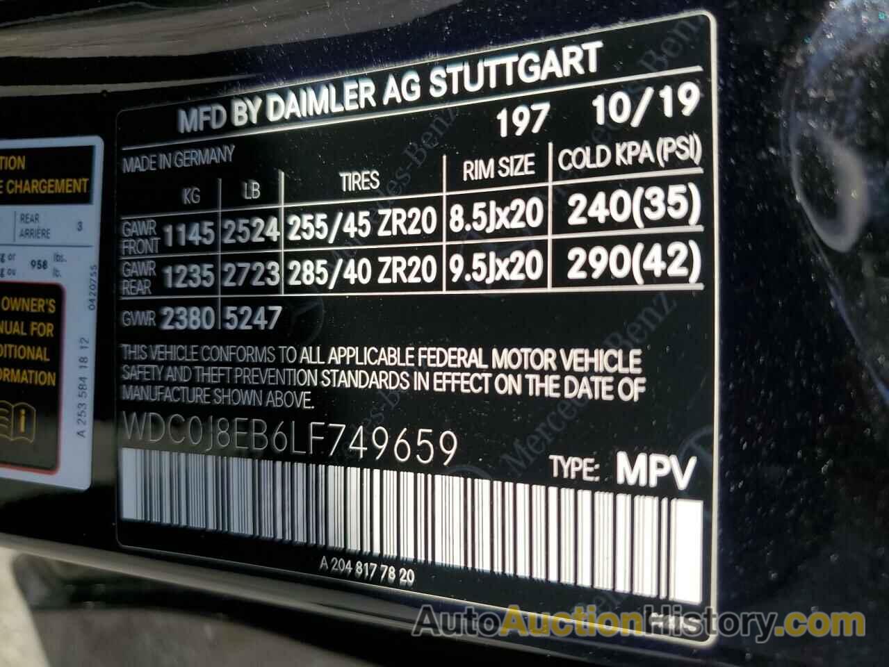 MERCEDES-BENZ GLC-CLASS 300 4MATIC, WDC0J8EB6LF749659