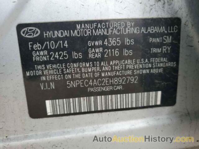 HYUNDAI SONATA SE, 5NPEC4AC2EH892792