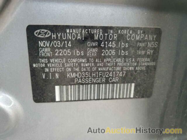 HYUNDAI ELANTRA, KMHD35LH1FU241747