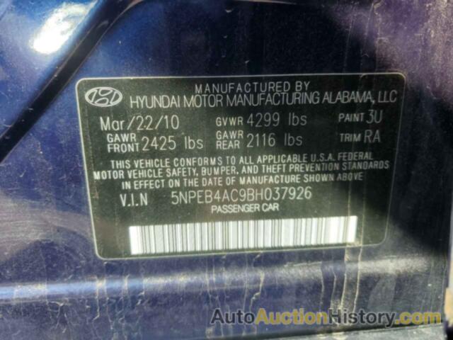 HYUNDAI SONATA GLS, 5NPEB4AC9BH037926