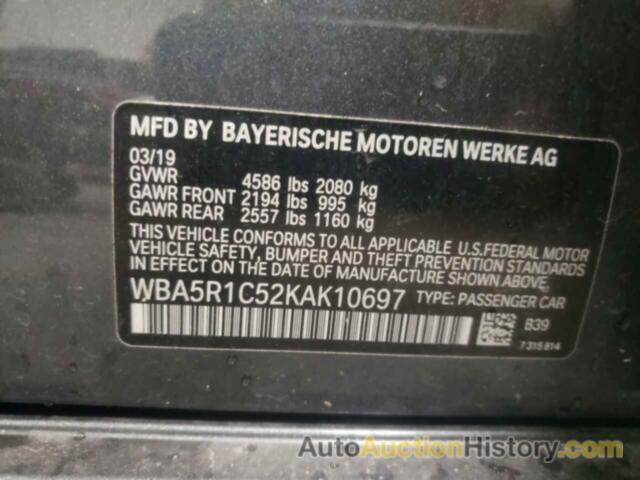 BMW 3 SERIES, WBA5R1C52KAK10697