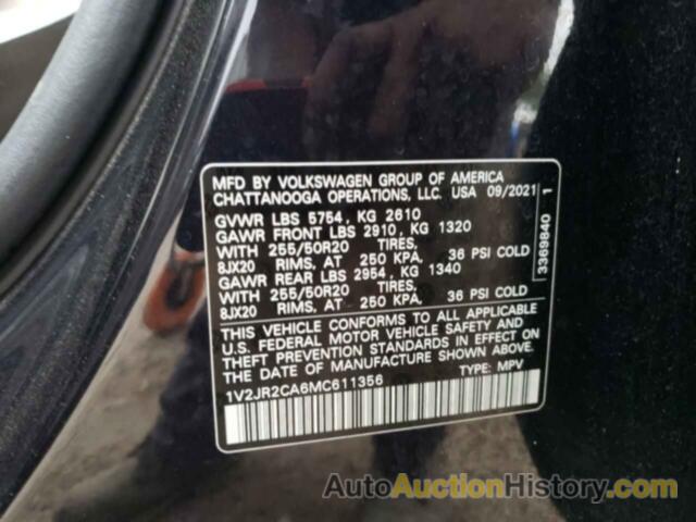 VOLKSWAGEN ATLAS SE, 1V2JR2CA6MC611356