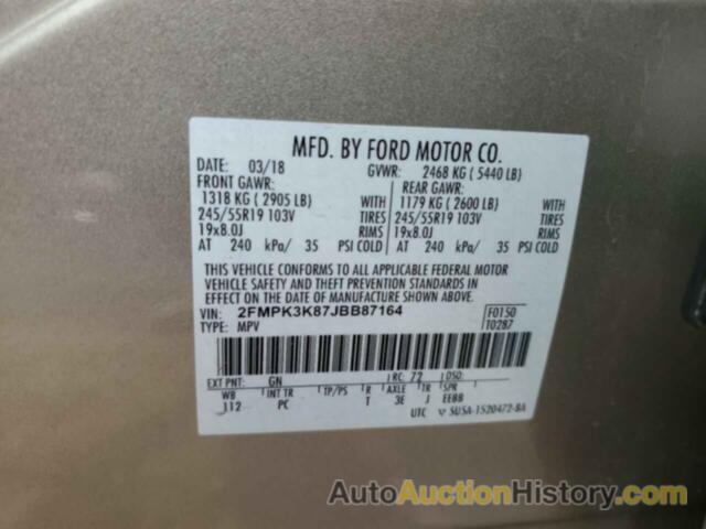 FORD EDGE TITANIUM, 2FMPK3K87JBB87164