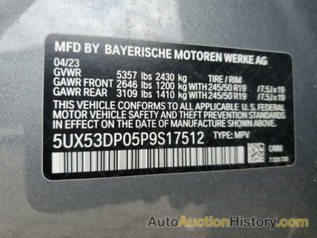 BMW X3 XDRIVE30I, 5UX53DP05P9S17512