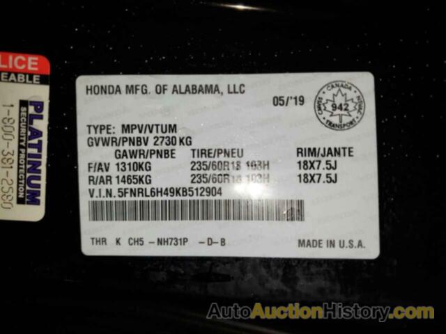 HONDA All Models EX, 5FNRL6H49KB512904