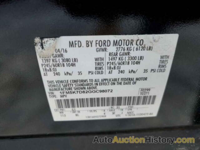 FORD EXPLORER XLT, 1FM5K7D82GGC98072