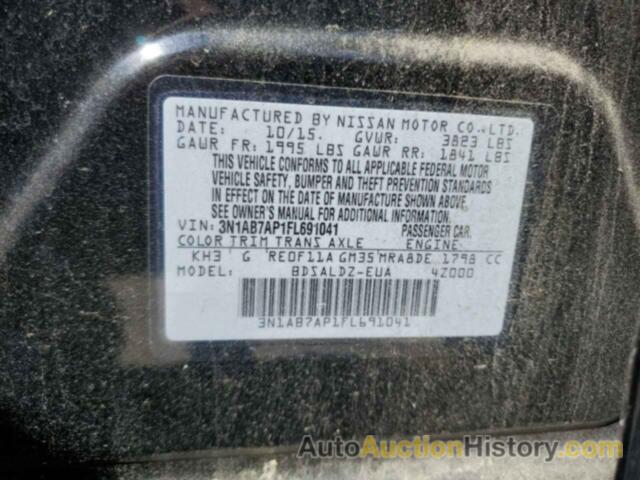 NISSAN SENTRA S, 3N1AB7AP1FL691041