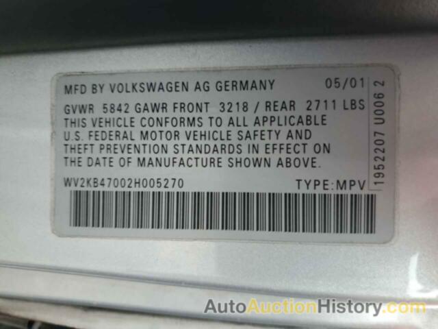 VOLKSWAGEN EUROVAN GLS, WV2KB47002H005270