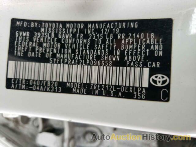 TOYOTA COROLLA LE, 5YFEPRAE2LP096658