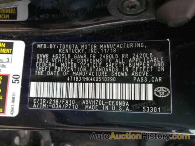 TOYOTA CAMRY LE, 4T1B31HK4KU510290