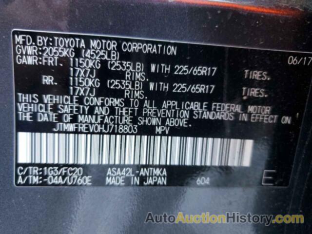 TOYOTA RAV4 XLE, JTMWFREV0HJ718803