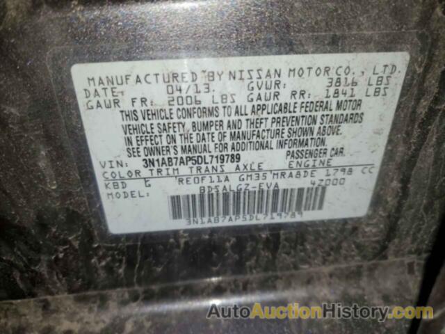 NISSAN SENTRA S, 3N1AB7AP5DL719789