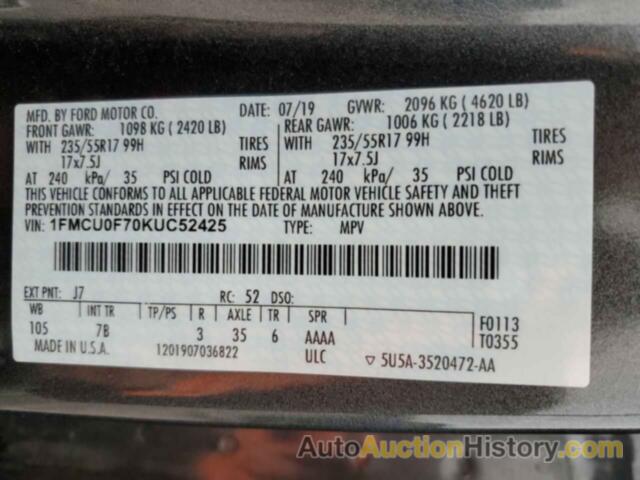 FORD ESCAPE S, 1FMCU0F70KUC52425