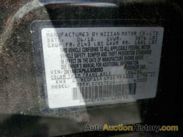 NISSAN SENTRA S, 3N1AB7AP6JL658593