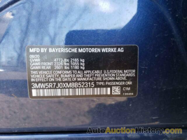 BMW 3 SERIES, 3MW5R7J0XM8B52315