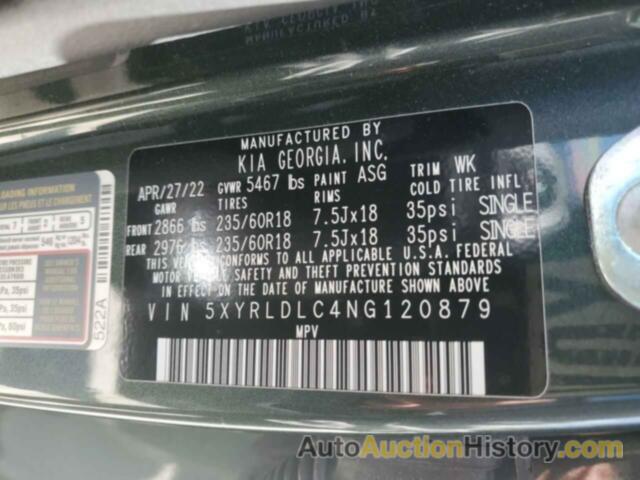 KIA SORENTO S, 5XYRLDLC4NG120879