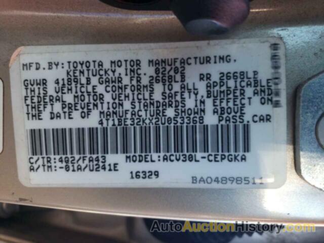 TOYOTA CAMRY LE, 4T1BE32KX2U053368