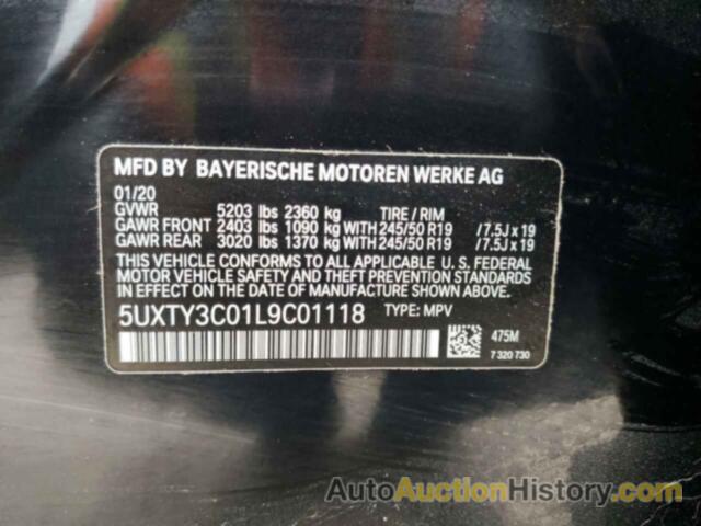 BMW X3 SDRIVE30I, 5UXTY3C01L9C01118