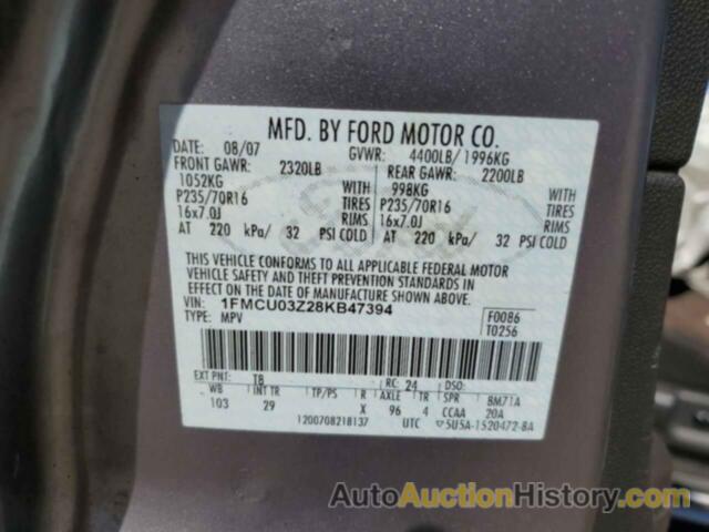 FORD ESCAPE XLT, 1FMCU03Z28KB47394