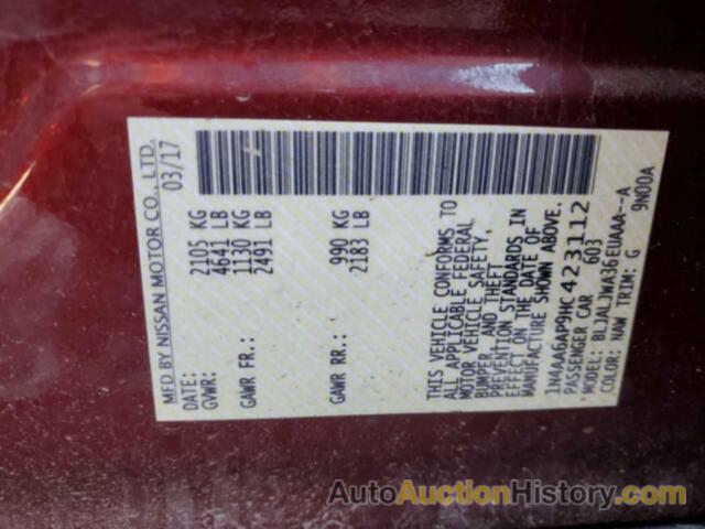 NISSAN MAXIMA 3.5S, 1N4AA6AP9HC423112