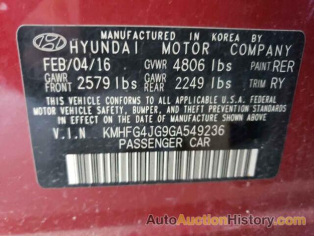 HYUNDAI AZERA, KMHFG4JG9GA549236