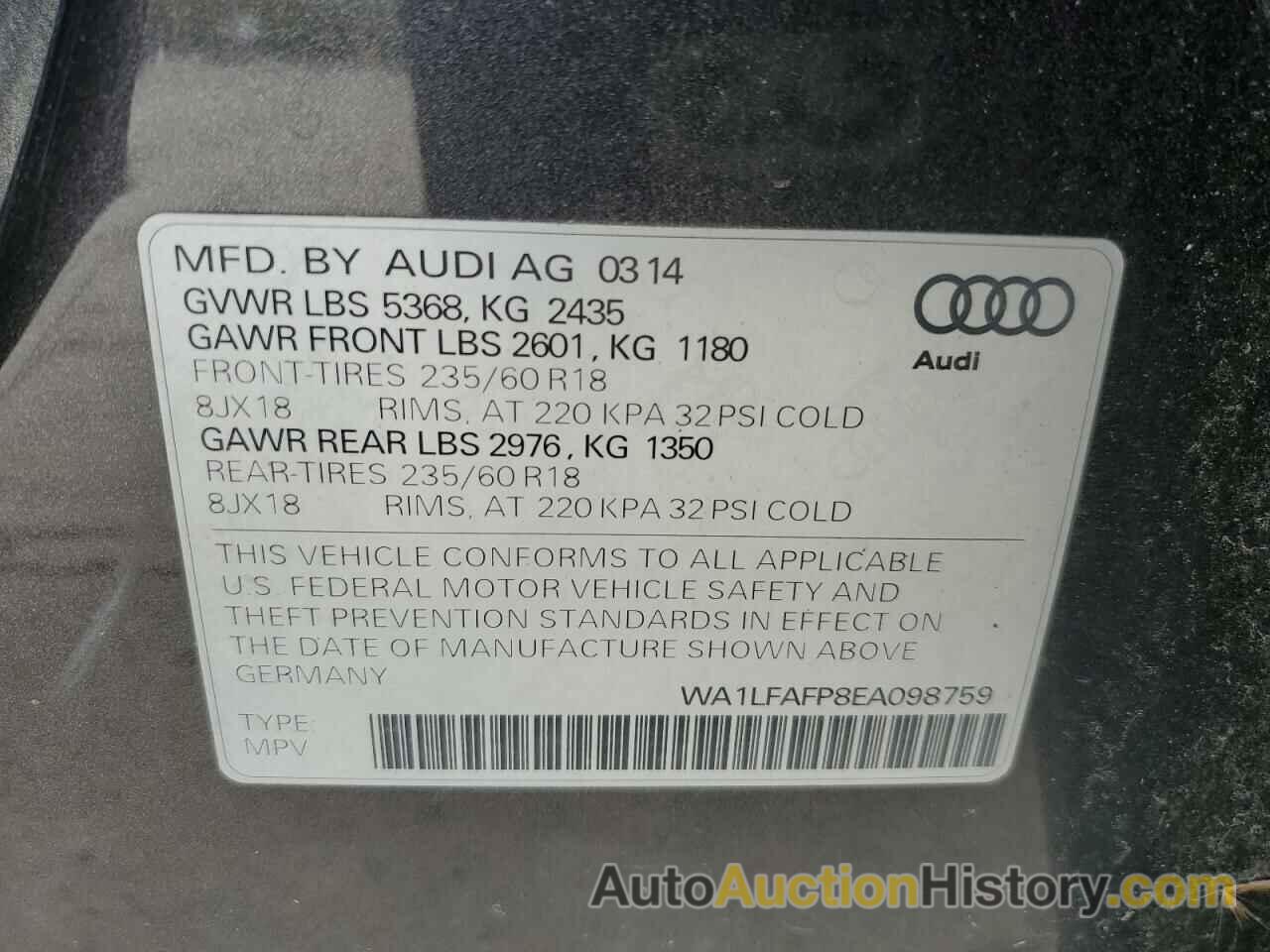 AUDI Q5 PREMIUM PLUS, WA1LFAFP8EA098759