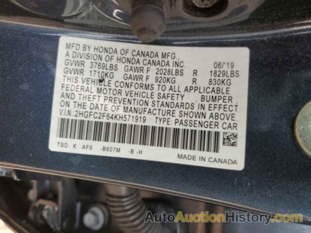 HONDA CIVIC LX, 2HGFC2F64KH571919