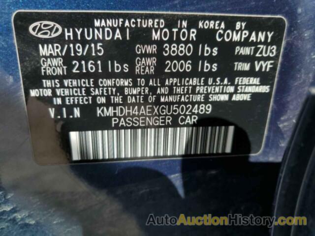 HYUNDAI ELANTRA SE, KMHDH4AEXGU502489