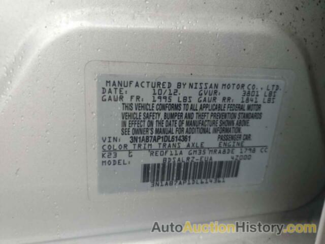 NISSAN SENTRA S, 3N1AB7AP1DL614361