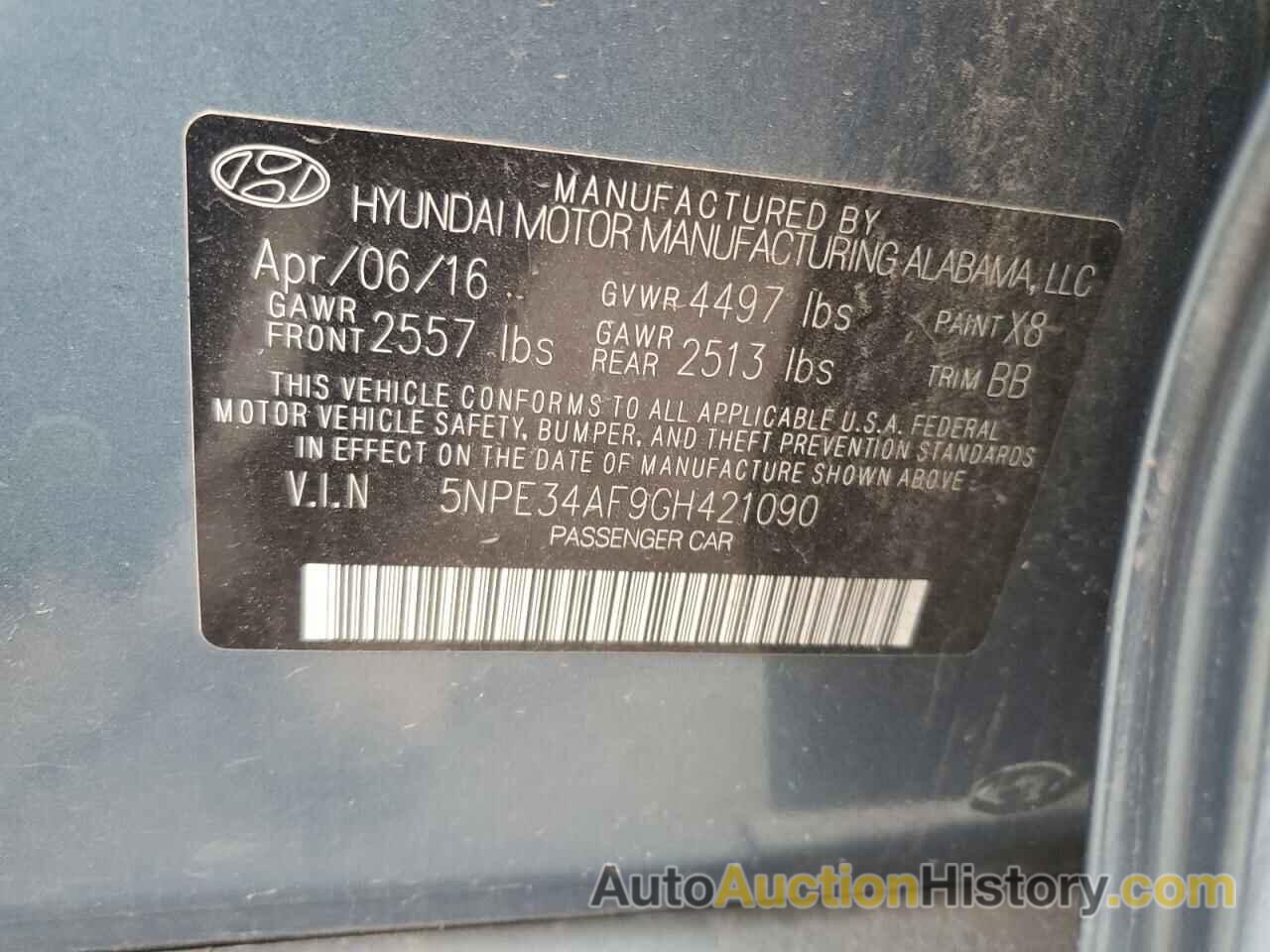 HYUNDAI SONATA SPORT, 5NPE34AF9GH421090