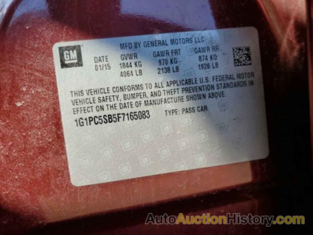 CHEVROLET CRUZE LT, 1G1PC5SB5F7165083