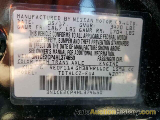 NISSAN VERSA S, 3N1CE2CP4HL374650