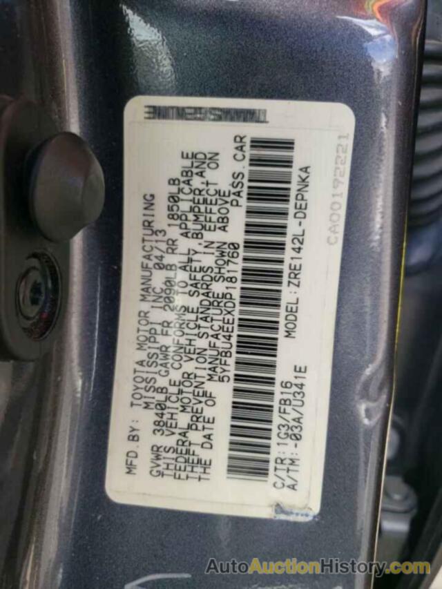 TOYOTA COROLLA BASE, 5YFBU4EEXDP181760