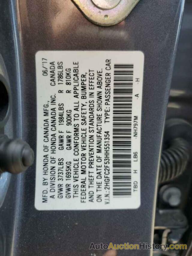 HONDA CIVIC LX, 2HGFC2F53HH551354