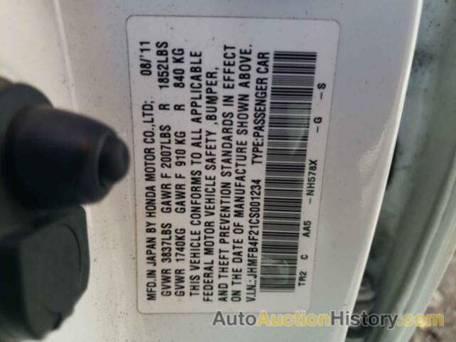 HONDA CIVIC HYBRID, JHMFB4F21CS001234