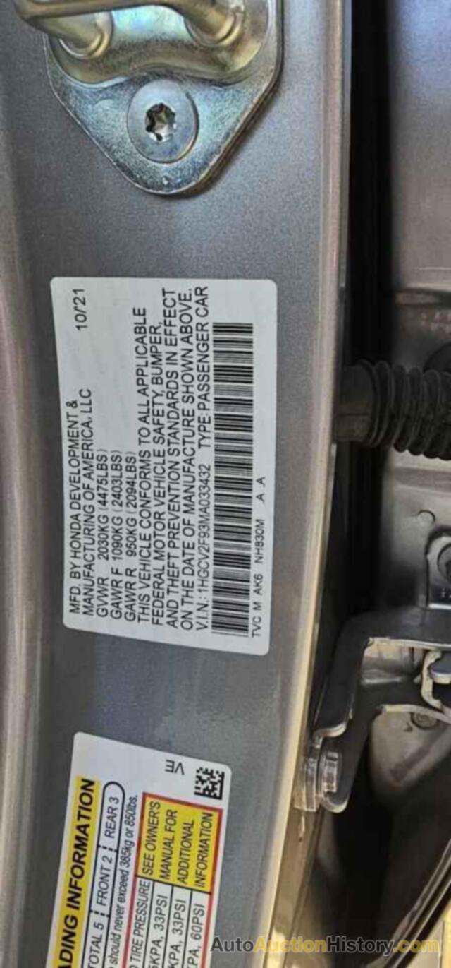 HONDA ACCORD TOURING, 1HGCV2F93MA033432