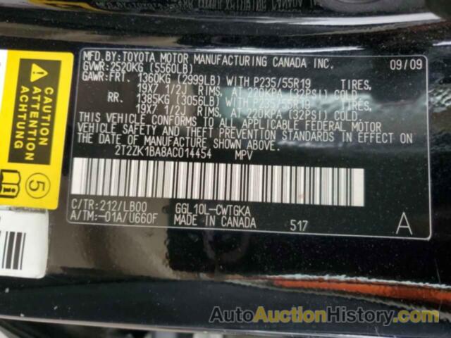 LEXUS RX350 350, 2T2ZK1BA8AC014454