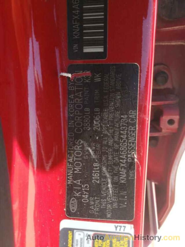 KIA FORTE LX, KNAFX4A68G5443734