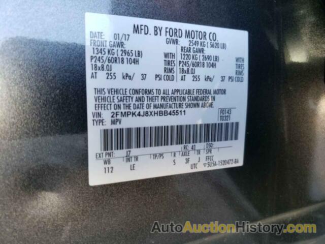 FORD EDGE SEL, 2FMPK4J8XHBB45511