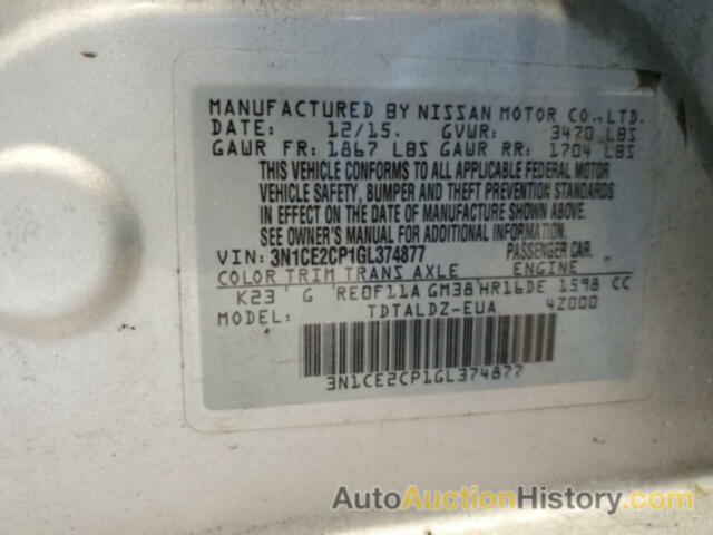 NISSAN VERSA S, 3N1CE2CP1GL374877