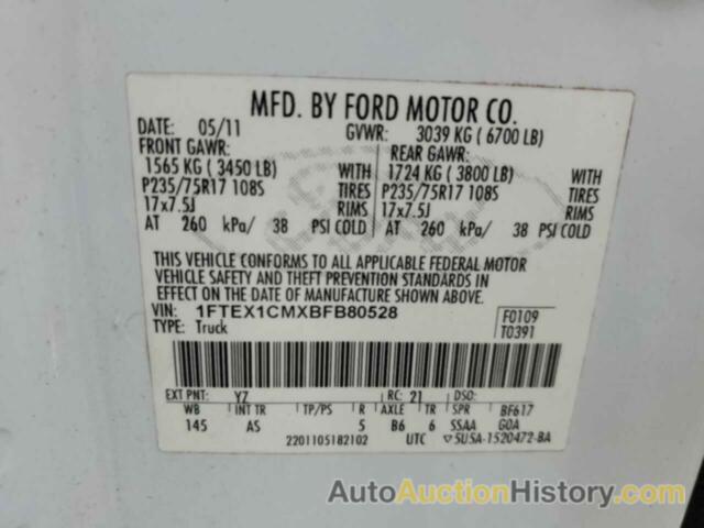 FORD F-150 SUPER CAB, 1FTEX1CMXBFB80528