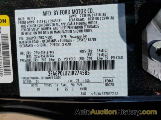 FORD FUSION SE HYBRID, 3FA6P0LU2JR274585