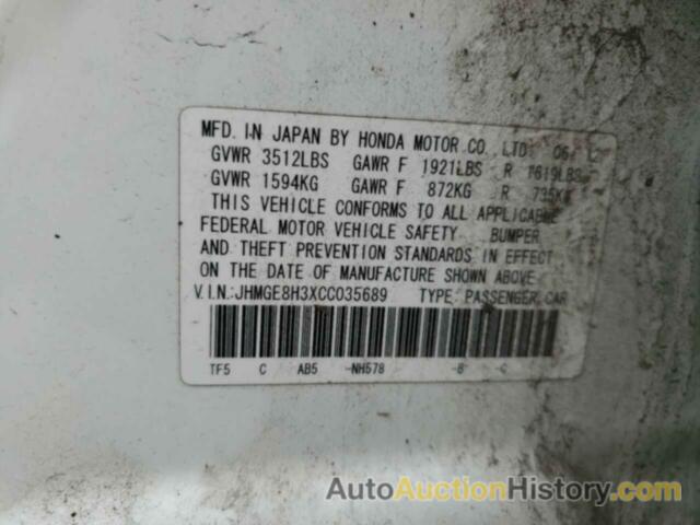 HONDA FIT, JHMGE8H3XCC035689