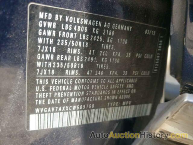 VOLKSWAGEN TIGUAN S, WVGAV7AXXCW589758