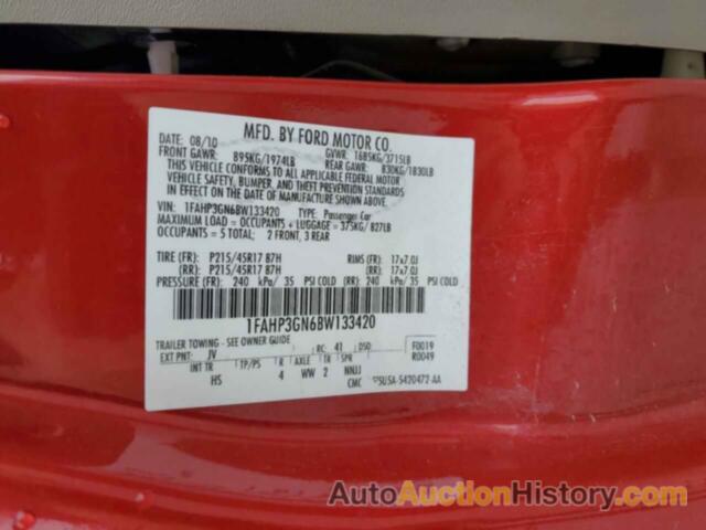 FORD FOCUS SES, 1FAHP3GN6BW133420